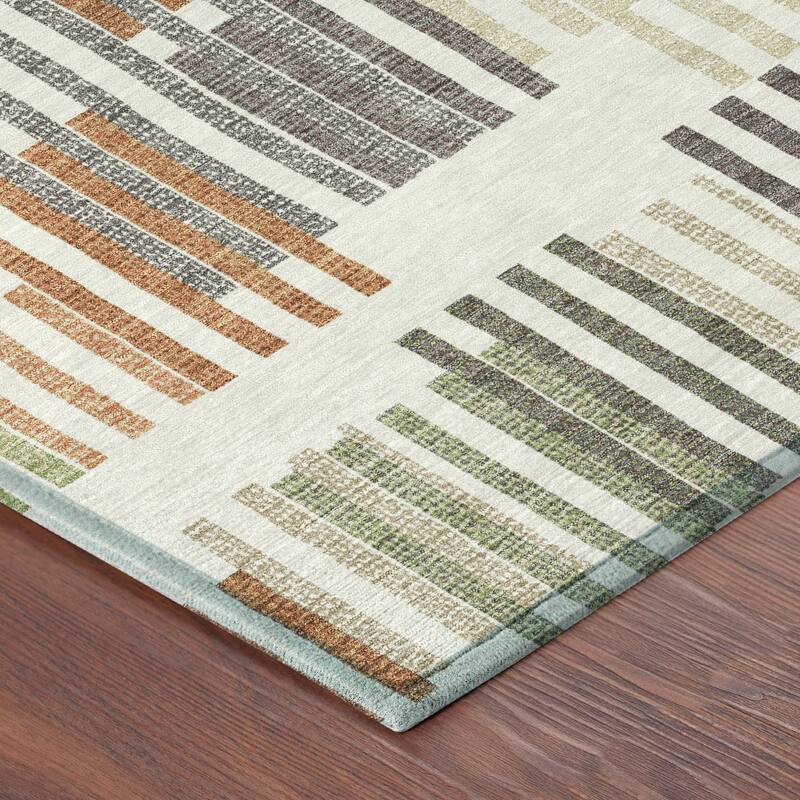 Machine Washable Indoor/ Outdoor Modern Pines Chantille Rug