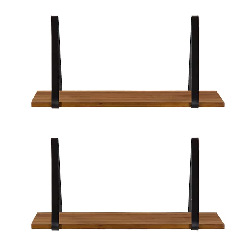 Kate and Laurel Soloman Wood 2 Piece Shelves with Metal Brackets