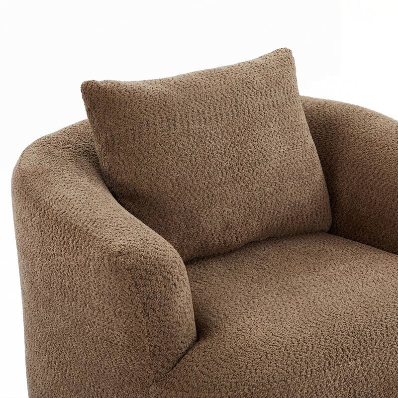Upholstered Swivel Barrel Sofa Chair with a Throw Pillow