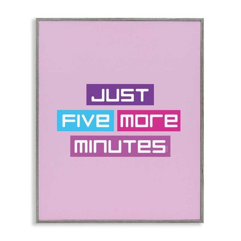 Stupell Just Five Minutes Gamer Framed Giclee Art Design By Yass Naffas Designs - 16 x 20 - Grey