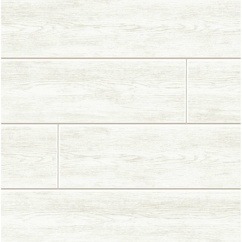 Seabrook Designs Coastal Faux Shiplap Prepasted Wallpaper - 20.5 in. W x 33 ft. L - 20.5 in. W x 33 ft. L - Alabaster