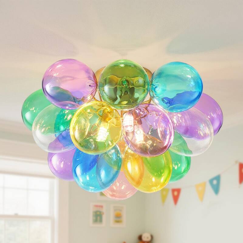 Colorful Glass Bubble Ball Swirled Glass Chandelier - Multicolor