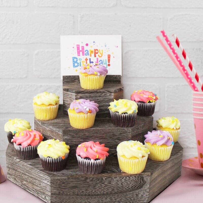 Wooden Display Rises & Stand 3-tier - Coffee