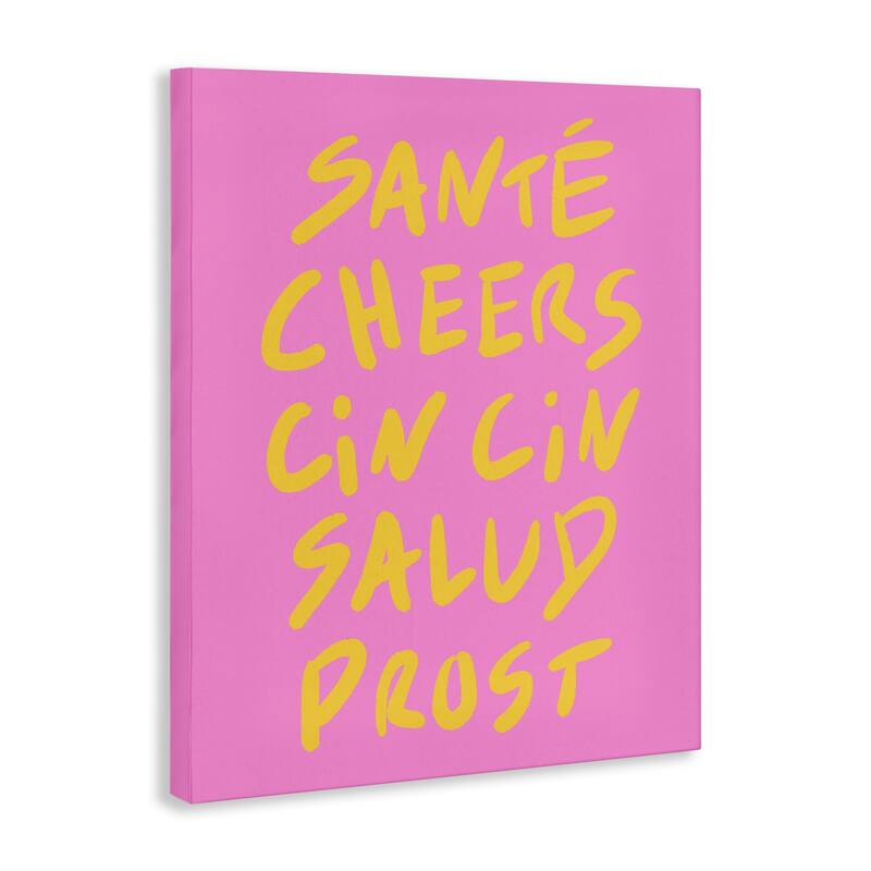 Stupell Multilingual Cheers on Pink Canvas Wall Art Design By House of Lulu