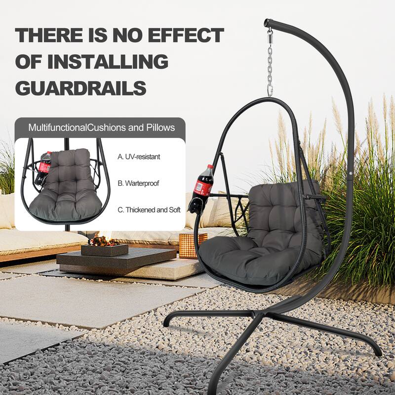 Hanging Swing Egg Chairs Foldable Hanging Basket Chair with Cup Holder
