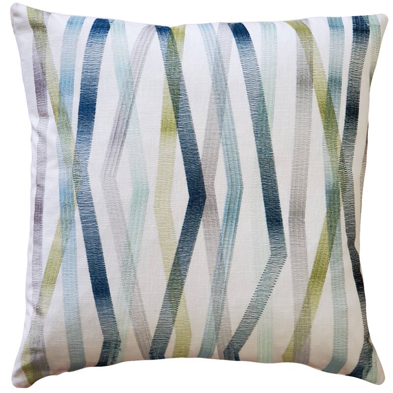 Wandering Lines Deep Sea Linen 19x19 Throw Pillow with Polyfill Insert