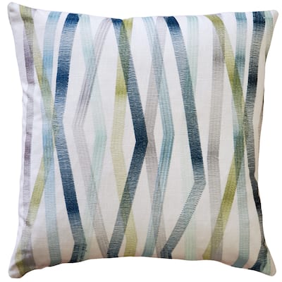 Wandering Lines Deep Sea Linen 19x19 Throw Pillow with Polyfill Insert