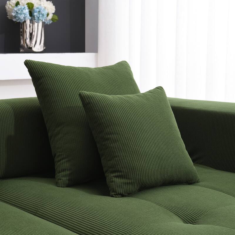 105.5" Corduroy L-Shaped Modular Sectional Sofa with Wide and Deep Seat, Tufted Design, and No Assembly Required