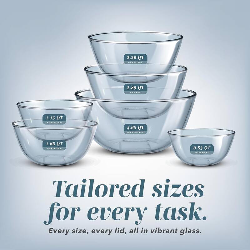 COOK WITH COLOR 12 Pc Glass Nesting Mixing Bowl Set with Lids for Cooking and Prep