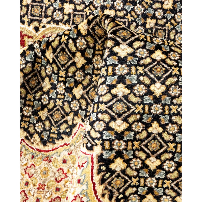 Overton Hand Knotted Wool Vintage Inspired Traditional Mogul Black Area Rug - 9 x 12