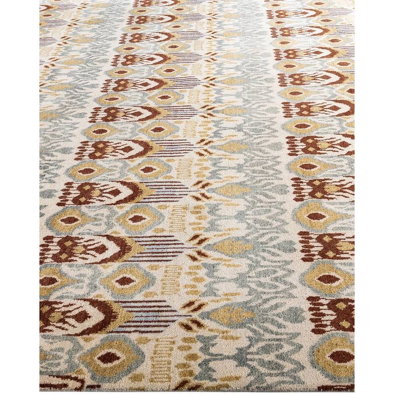 Ikat One-of-a-Kind Hand-Knotted Area Rug - Beige, 8' 0" x 10' 4" - 8' 0" x 10' 4"