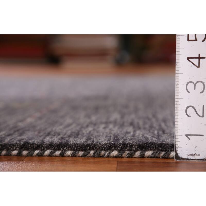 Hand Knotted Oriental 100% Wool Carpet Tribal Animal Pictorial Greys & Charcoal Gabbeh Area Rug - 7' 10'' X 5' 0''