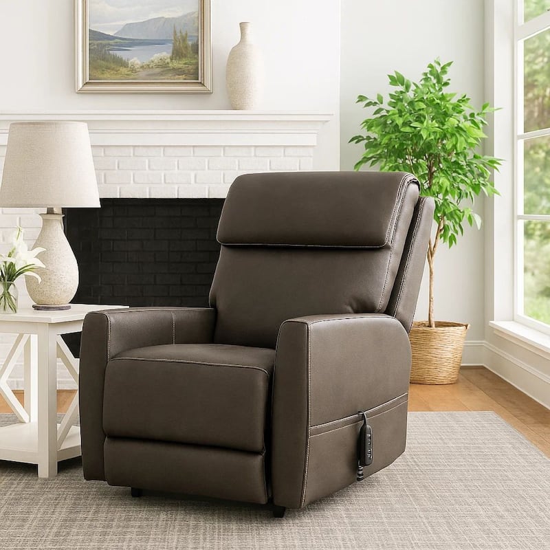 Lift Chair with Power Headrest, Light Gray Fabric Padded, USB Charging