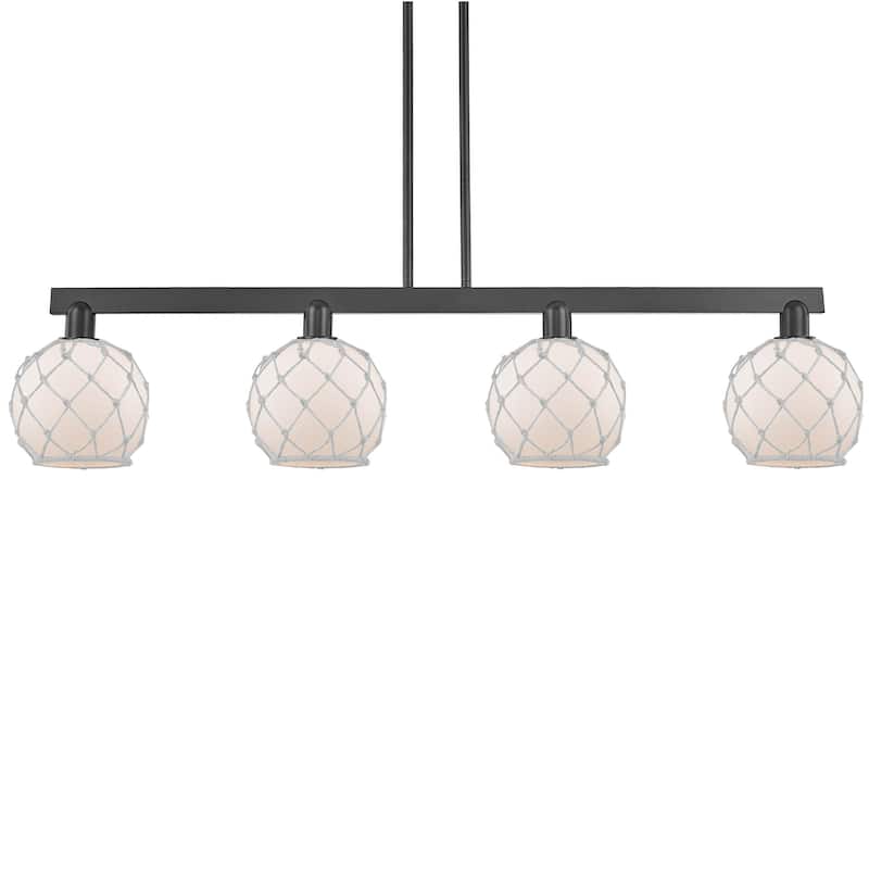 Innovations Lighting 716-4I-11-51 Farmhouse Rope Linear Farmhouse Rope - Matte Black / White Glass with White Rope