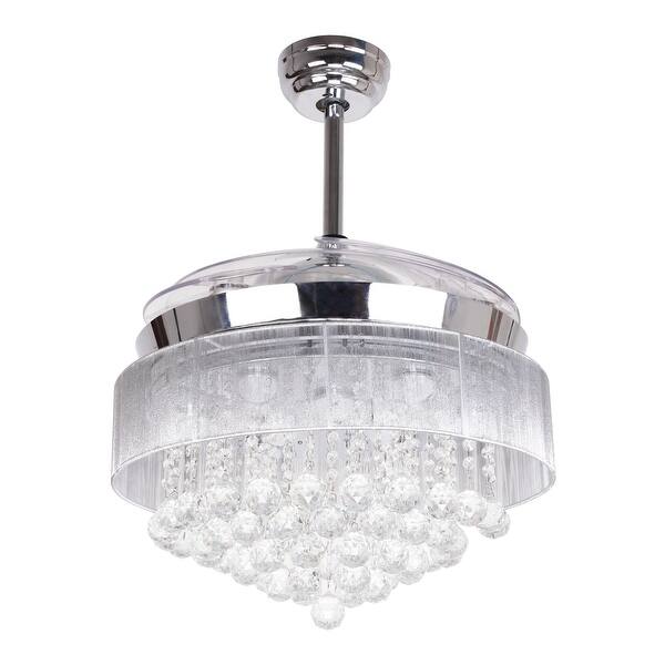 Shop Chrome 46 Foldable 4 Blades Crystal Led Ceiling Fan