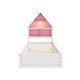 preview thumbnail 4 of 7, White+Pink Twin Size Wood House-Shaped Bed with Bookcase Headboard and Led Light and Trundle for Kids Boys Girls