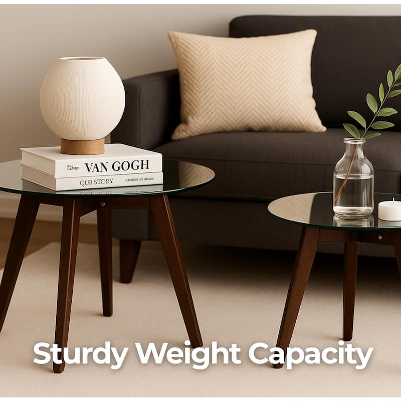 Aria Home Mid Century Modern Glass Nesting Tables Set of Two