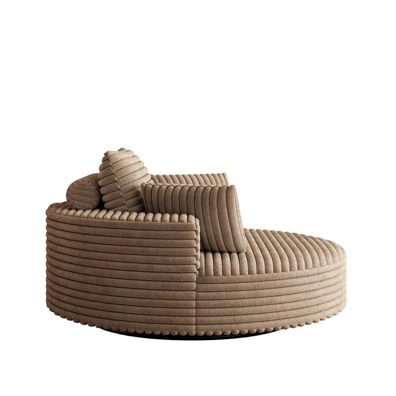 55''L Corduroy Chenille Foam Single Swivel Chair, Fluffy Modern Sleeper, 360 Degree Swivel Chair