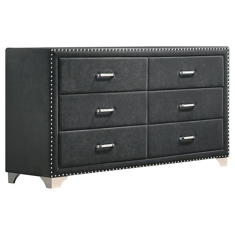 Giya 4pc King Bedroom Set, Classic Tufted Dark Gray Velvet Upholstery