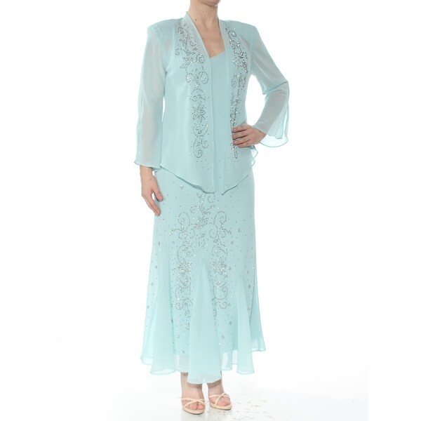 R&M RICHARDS Womens Aqua Sleeveless V Neck Maxi Evening Dress Size 6