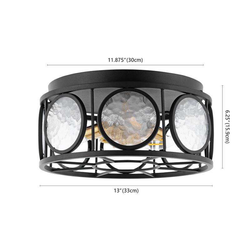 SAFAVIEH Lighting Hemma Flush Mount - 13" W x 13" D x 6" H - Black - 13Wx13Dx6H