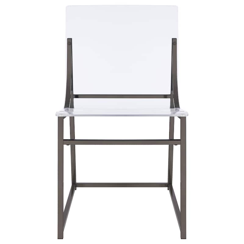 Dino Dining Chair Set of 2, Clear Acrylic Seat, Back, Black Nickel, 18 Inch