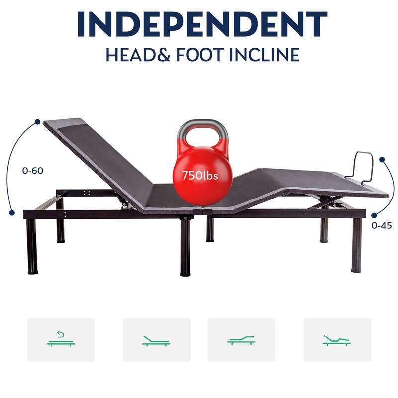 Adjustable Bed Frame, Head & Foot Incline, Wireless Remote Control, Zero Gravity Adjustable Bed