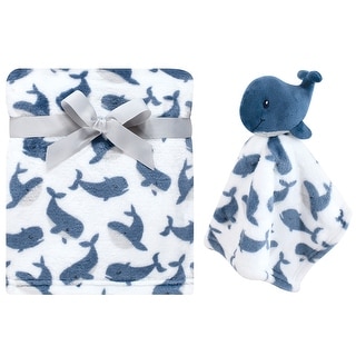 Hudson Baby Infant Boy Plush Blanket with Security Blanket, Blue Whale, One Size - Blue Whale - One Size
