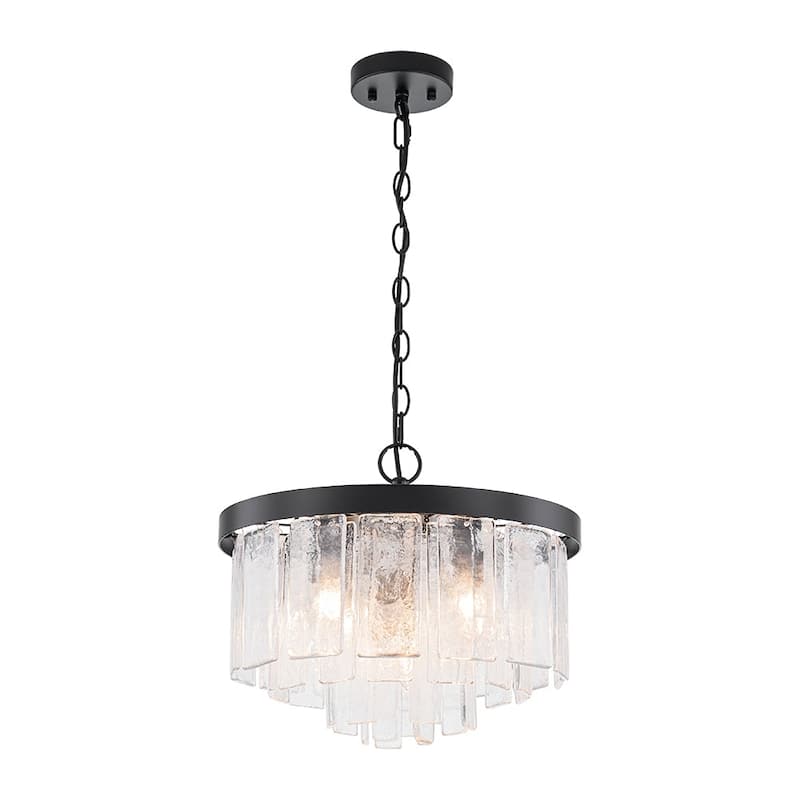 5-Light Tiered Water Glass Round Semi Flush Chandelier