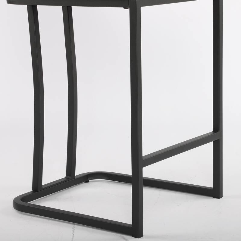 24 Inches Industrial Faux Leather Counter Height Bar Stools with Metal Frame Set of 2