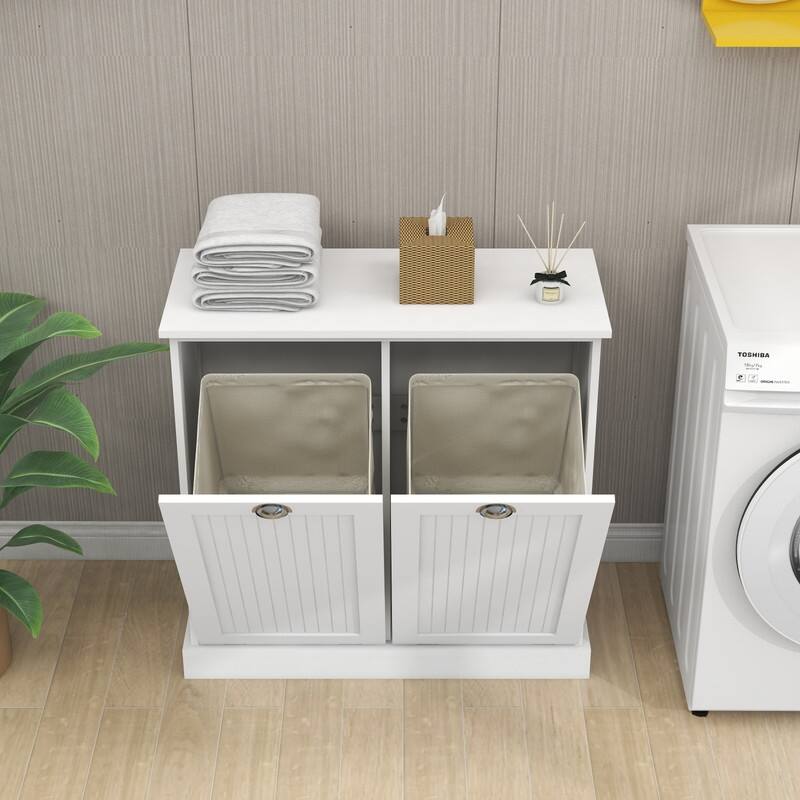 Two-Compartment Tilt-Out Laundry Sorter Cabinet