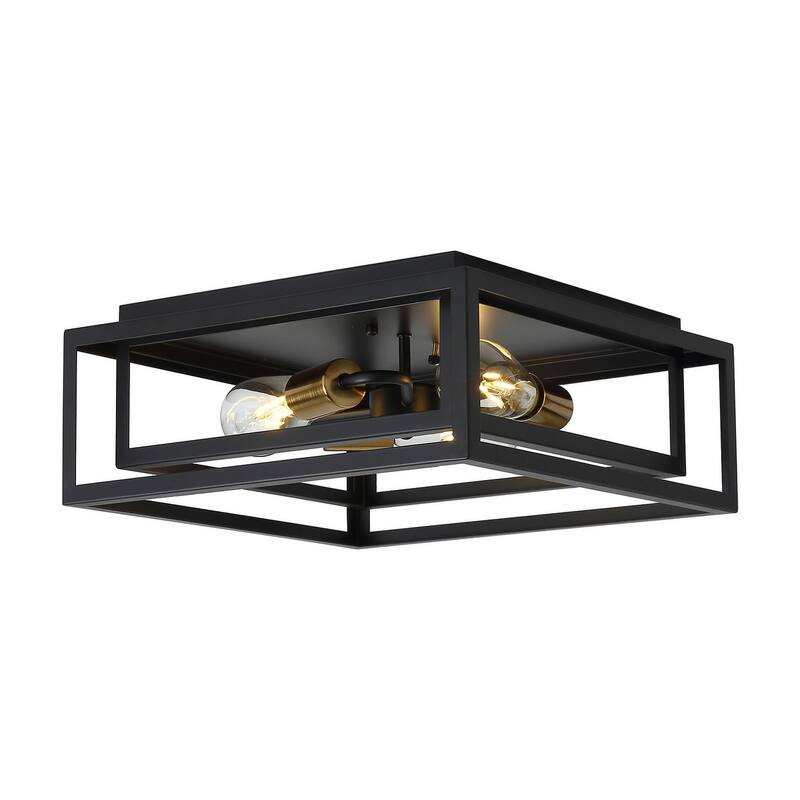 Industrial Black 3-Light Caged Ceiling Lamp for Kitchen Dining Room