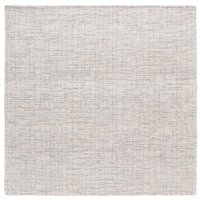 SAFAVIEH Handmade Abstract Helgrid Modern & Contemporary Wool Rug - 6' Square - Ivory/Light Blue
