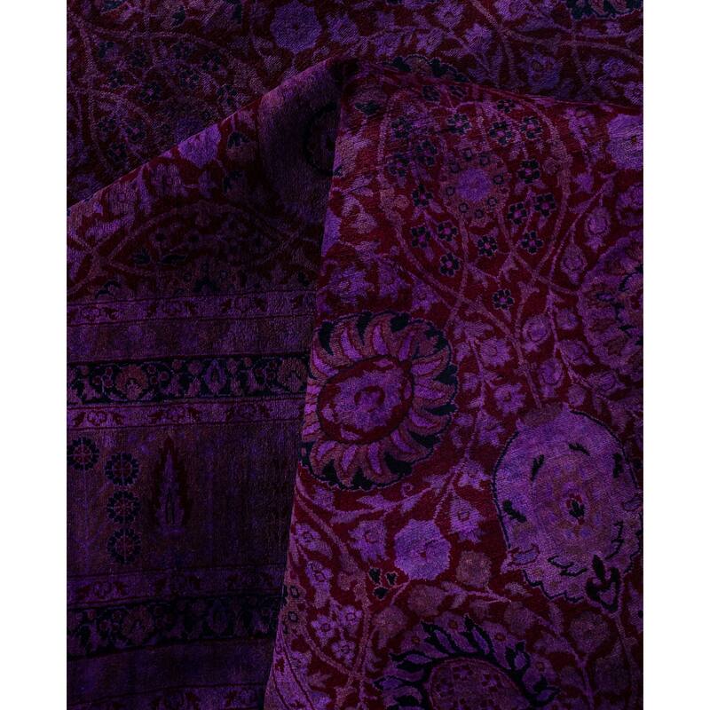 Overdyed One-of-a-Kind Hand-Knotted Area Rug - Purple - 8' 1" x 17' 4"