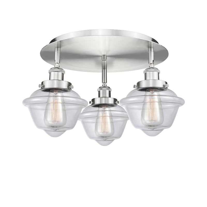 Innovations Lighting Oxford - 3 Light 18" Flush Mount - Clear/Satin Nickel