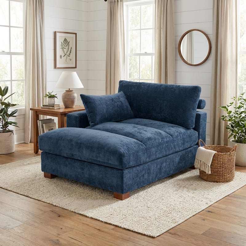 42"W Chenille Upholstered Chaise Lounge