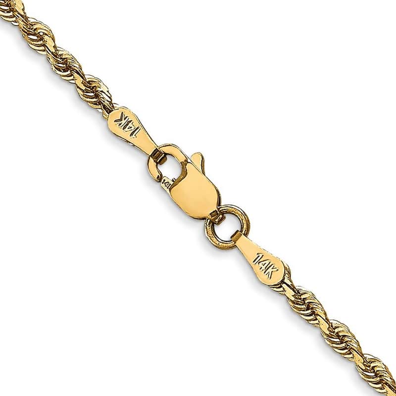 Curata Women's 14k Yellow Gold 2.25mm Sparkle-Cut Quadruple Rope Chain Anklet - 10 Inch