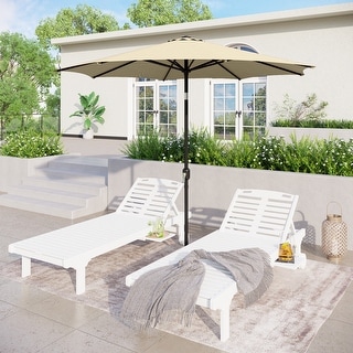 PHI VILLA 9ft Patio Umbrella Outdoor Market Table Umbrellas with 8 Ribs and Push Button Tilt