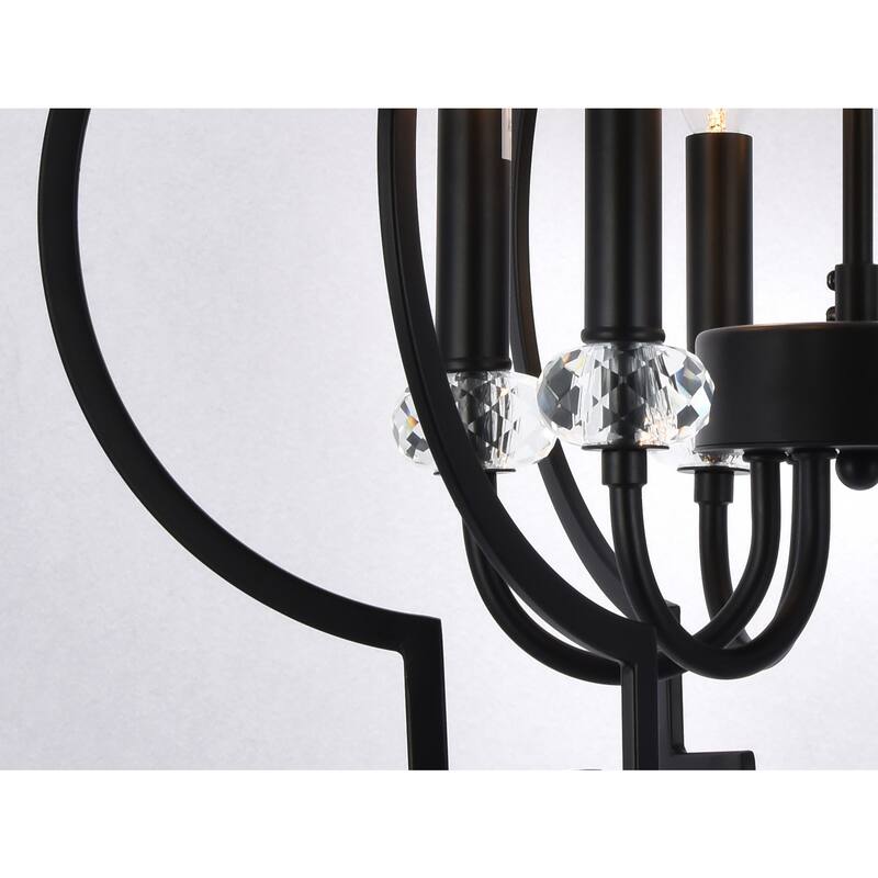Black Ceiling Light Fixture Crystal Chandelier Modern Cage Design 20 Inch - 60