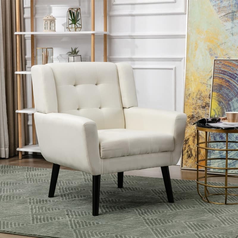 Ergonomics Linen Accent Chair Living Room Arm Chair