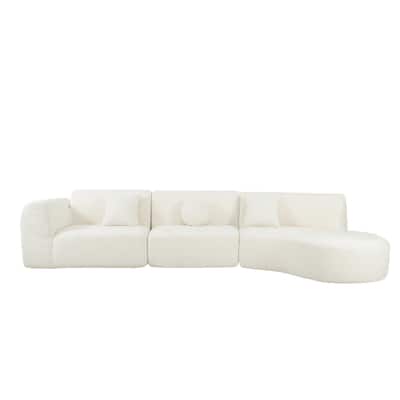 140" Modular Curved Sectional Sofa, 3 Piece Living Room Cloud Sofa Couch, Free Combination