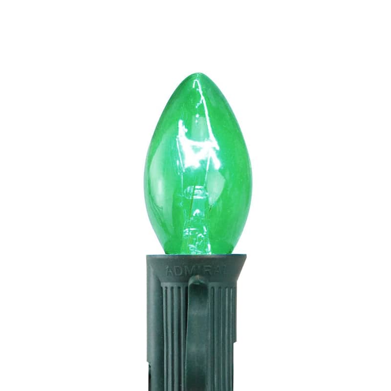 Transparent C7 Incandescent Christmas Replacement Bulbs - Green - Pack of 25