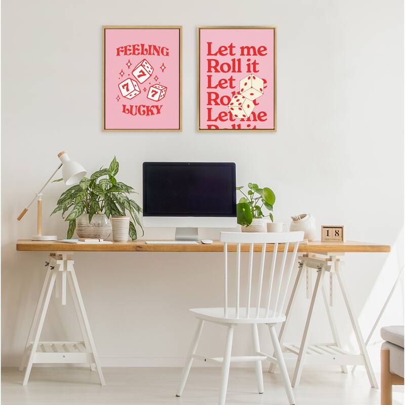 Kate and Laurel Sylvie Let Me Roll It Pink Red Framed Canvas by Alli Standefer