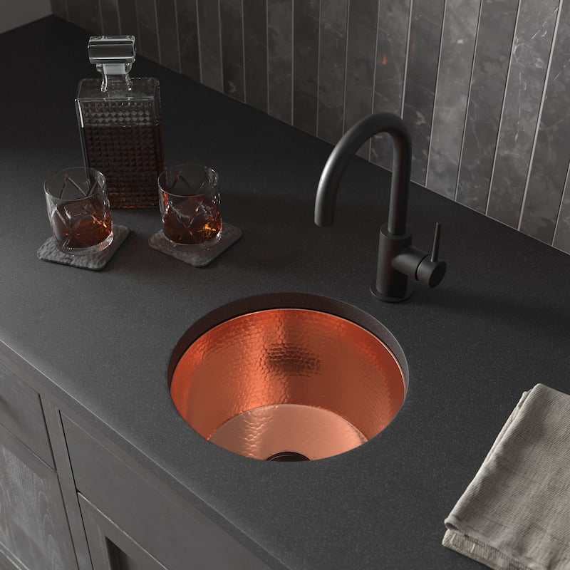 Diego Hand Hammered Copper Universal Mount Bar/ Prep Sink - Polished Copper