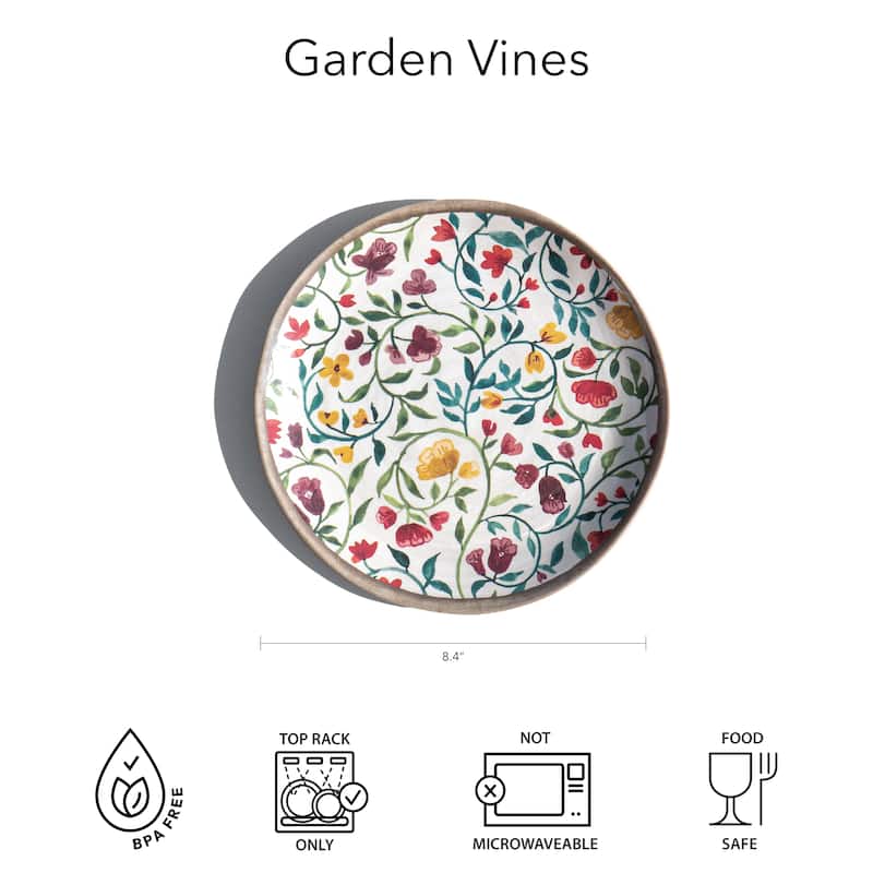 Abode Homewares Garden Vines NewWave Melamine Salad Plate - Cream - 8.4" - Set of 6