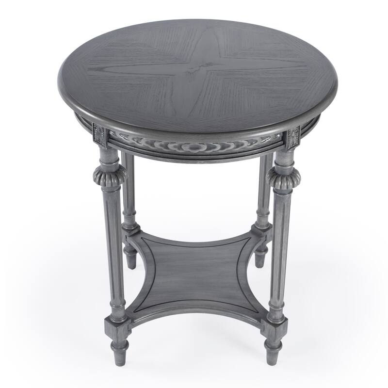 Hellinger 24 in. W Round Wood Tall End Table with Open Shelf