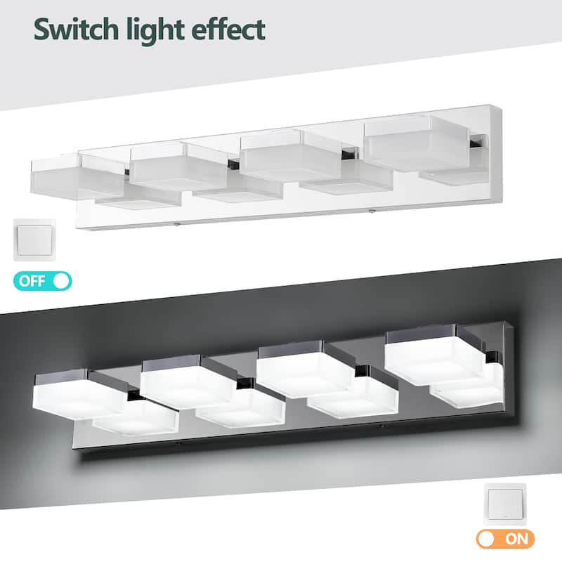 Modern LED Vanity Light, 4-Lights Wall Sconce for Bathroom and Mirror, Sleek Minimalist Design, Energy-Efficient