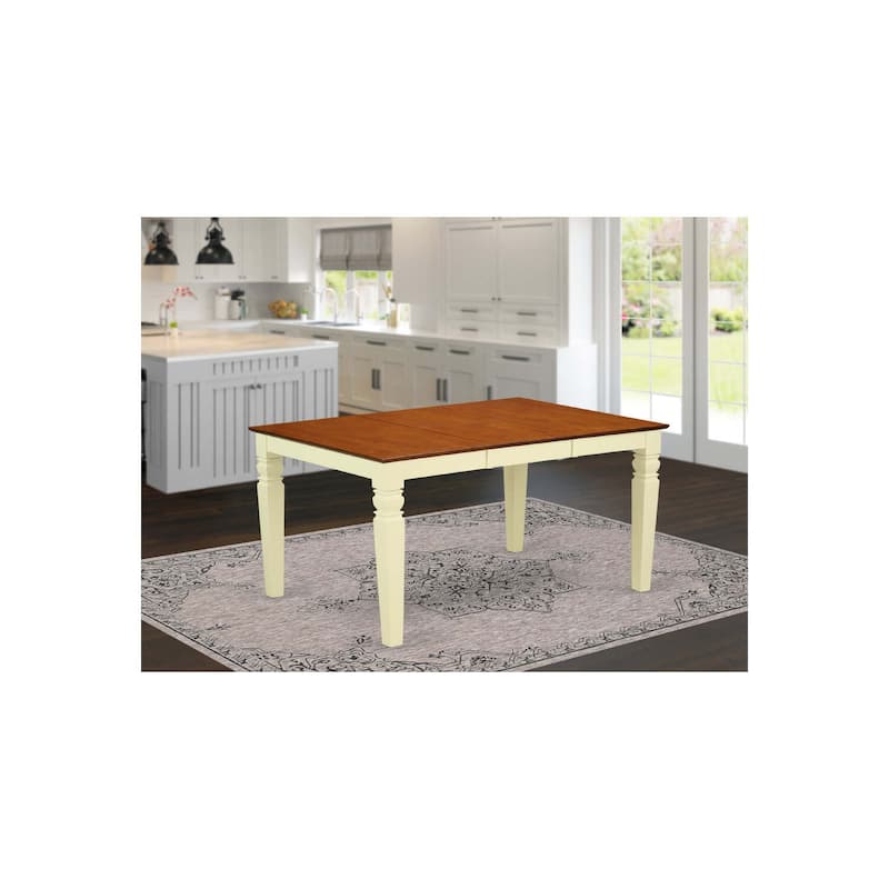 Rectangular Dining Table - Kitchen Table with Leaf - Buttermilk Cherry Finish - Modern Design - 60