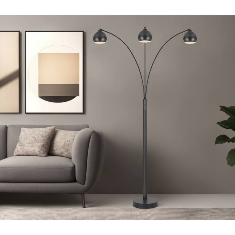 60W x 3, 3 way Richford arc floor lamp with metal shades and heavy weight based - One Size