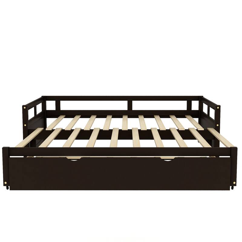 Twin Size Extending Daybed with Trundle, Wooden Daybed with Trundle, White